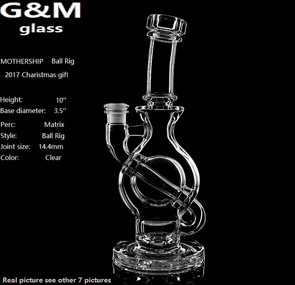

2020 mother-ship Tall Glass Ball Bongs Ball Oil Rigs Clear Bong Glass Dab Rigs Glass Recycler Water pipe Female joint size 14.4mm