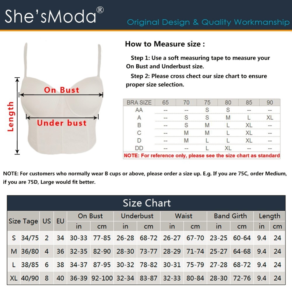 Push Up Bra Size Chart