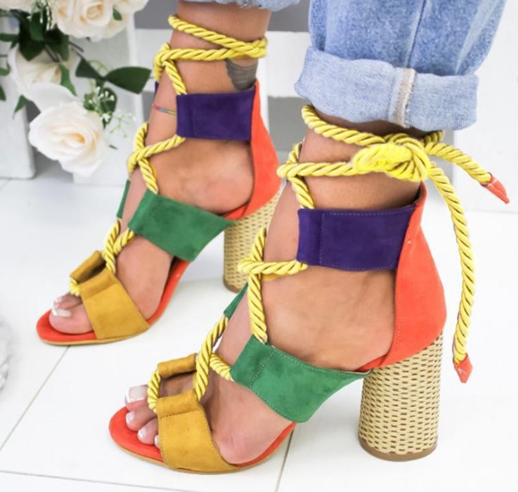 

Loozykit Fashion Summer Espadrilles Women Sandals 8cm Heel Pointed Fish Mouth Gladiator Sandal Hemp Rope Lace Up Platform Shoe, Black