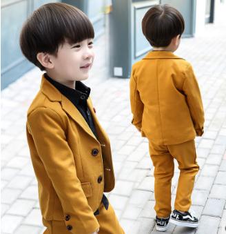 

cotton Boys suits for weddings Kids Prom Suits brown Wedding Suits for Children Boy Formal kids Costume 2pcs: jacket+pant