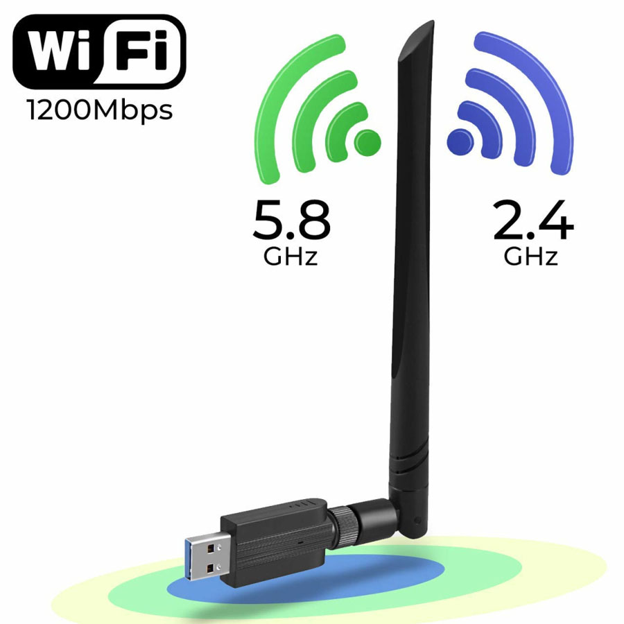 1200Mbps Wireless USB Wifi Adapter Dongle Dual Band 2.4G//5GHz w//Antenna 802.11AC