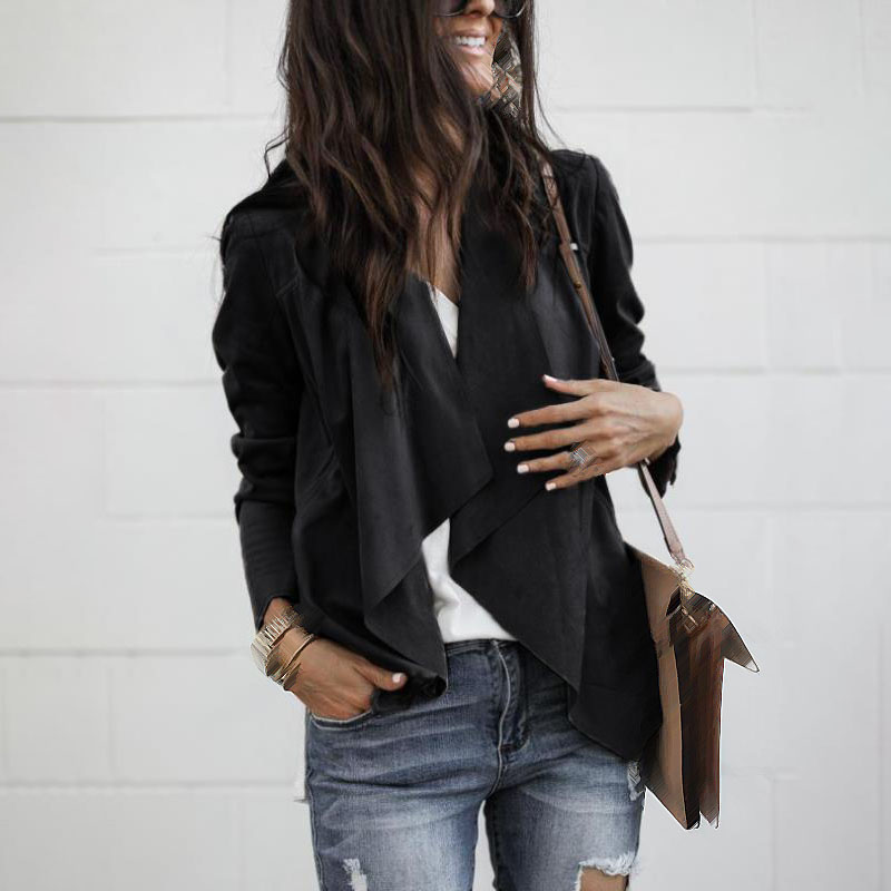 

Women Coat Ladies Tops Formal Autumn Lapel Outwear Fashion Business Solid Long Sleeve Casual Cardigan, Khaki