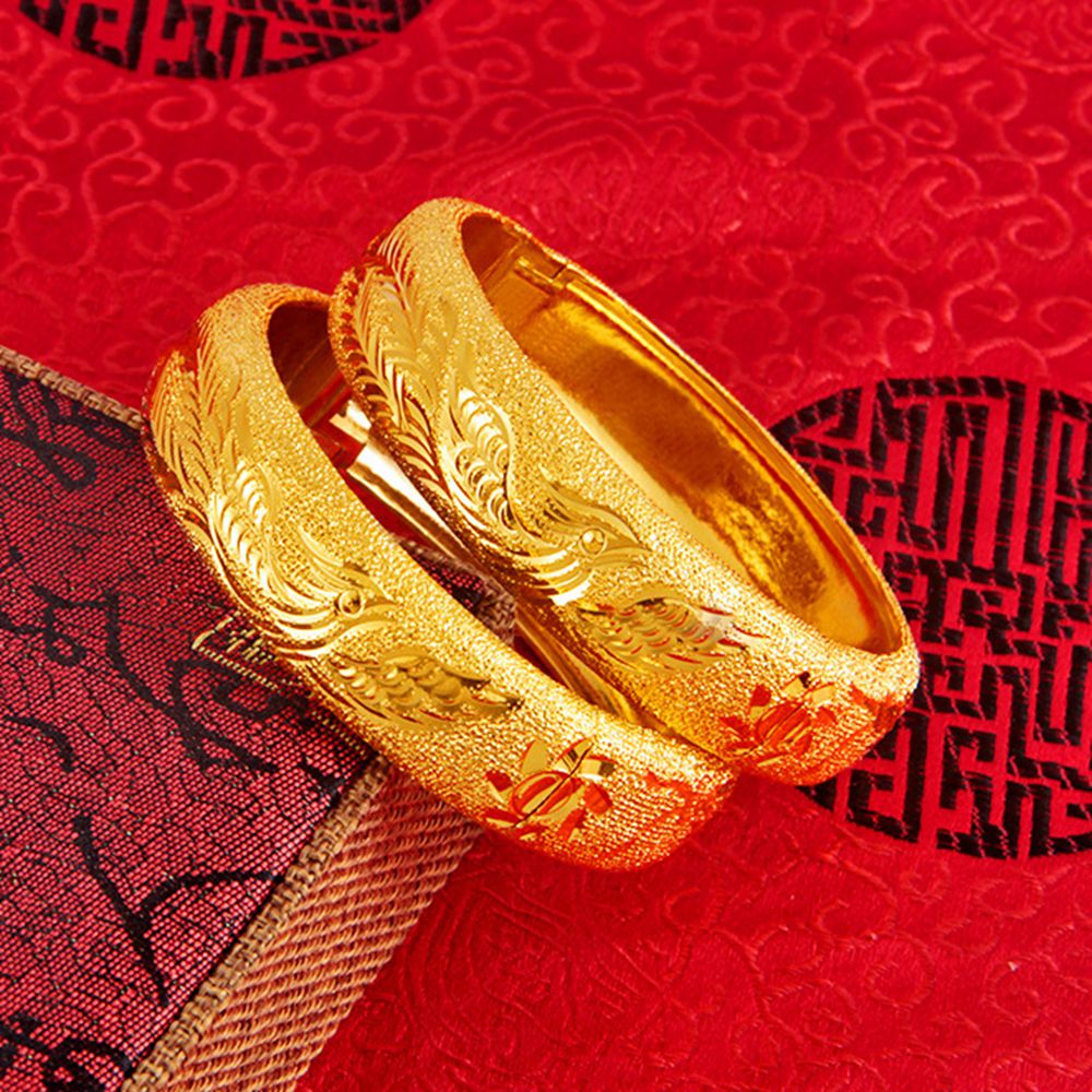 Luxury Womens Wedding Bridal Bangle 18k Yellow Gold Filled Womens Bracelet Jewelry Thick Wide Openable Gift-image-450515799