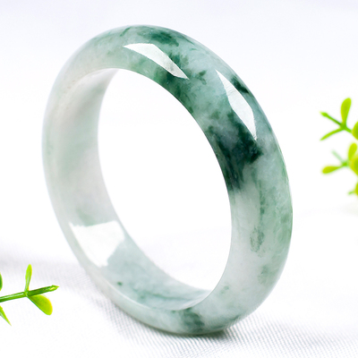 

Natural Burmese Jade 54-64mm Floating Blue Flower Bracelet Elegant Princess Jewelry Best Gift