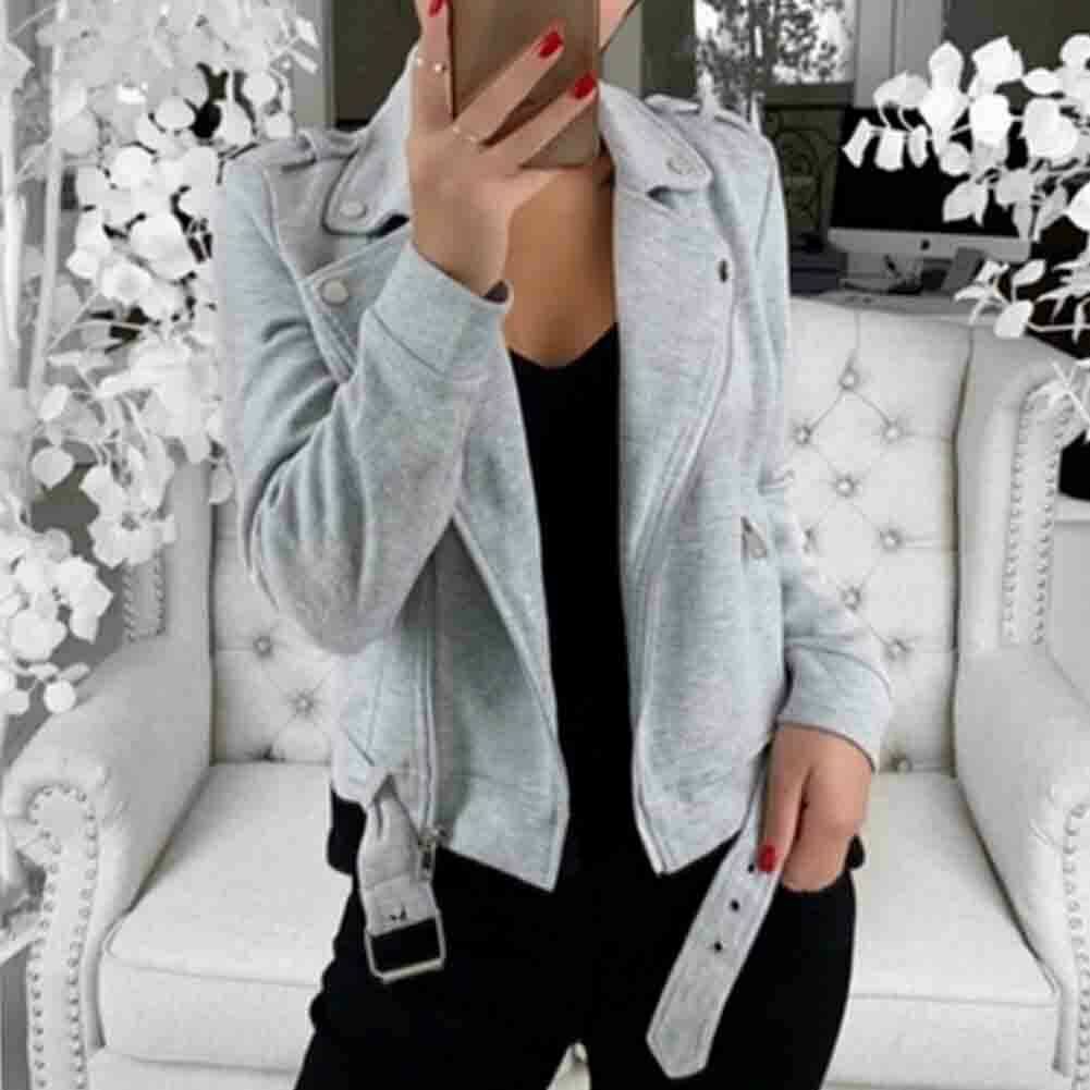 

Fashion Jackets Coats Women Ladies Loose Jacket Coat Zip Up Biker Casual Flight Top Coat Outwear Women Streetwear, White