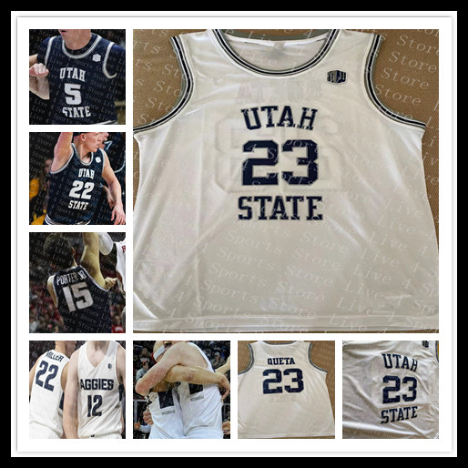 

2021 Utah State Aggies College SAM MERRILL Jersey Men Neemias Queta Diogo Brito Justin Bean ALPHONSO ANDERSON BROCK MILLER PORTER Custom, White