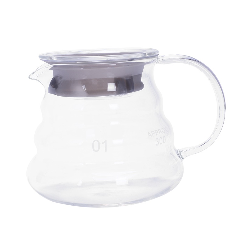 

V60 Pour Over Glass Range Coffee Server Carafe Drip Coffee Pot Kettle Brewer Barista Percolator Clear 360Ml