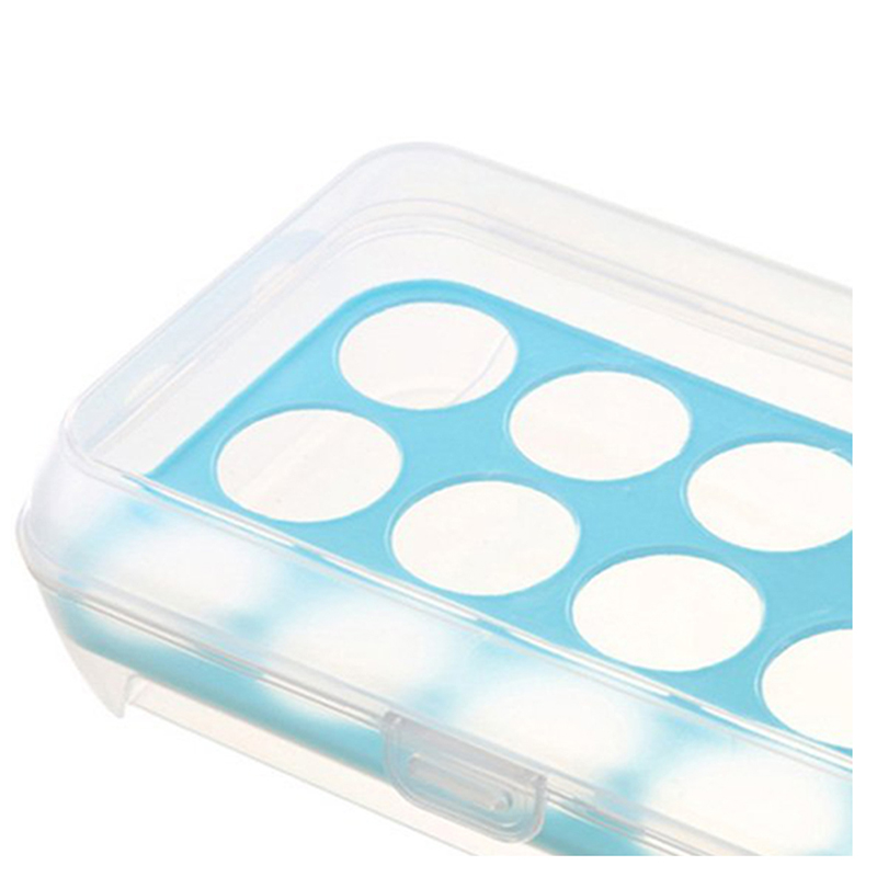 

Hot Sale Egg Tray for Refrigerator,15 Eggs Tray Holder with Lid,Portable Shatter-proof Covered Egg Container (Blue