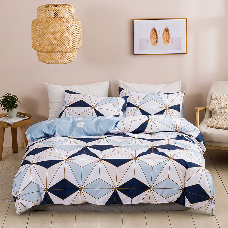 

Geometric printed duvet cover with pillowcase bed linen set queen size comforter set bedclothes full bed home textile, A2