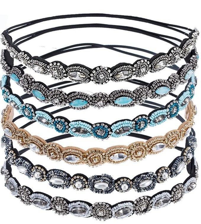 

Fashion Beaded Headband Hand Made Retro Hair Bands Rhinestone Hairbands Headbands for Women Girls Hair Accessories Bands