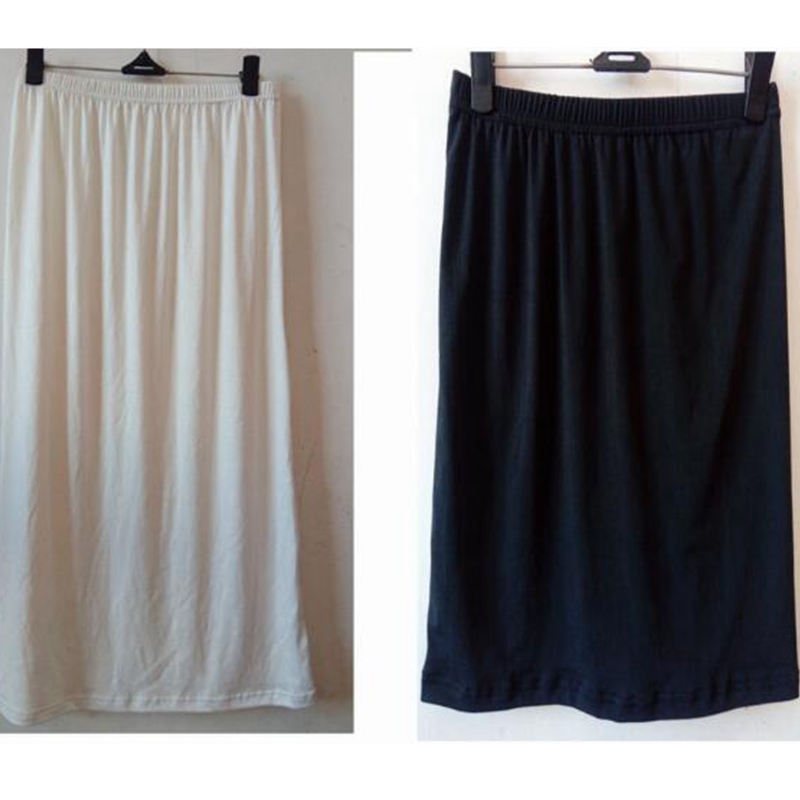 

1pc Black White Women Waist Slip Lady Underskirt Petticoat Half Slips 23-39" Leggings YYY9381, Black long
