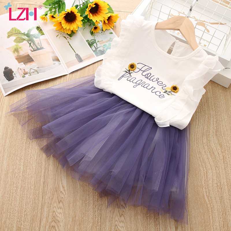 

Kids Tracksuit For Girls Embroidered T-shirt+mesh Skirt Sets 2020 New Summer Toddler Girls Clothes Sport Suit Children Clothing, Red