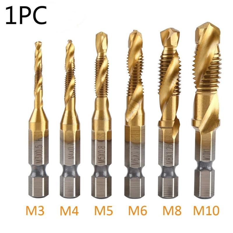 

1/4\ Hex Shank Metric Thread M3-M10 Titanium Coated HSS Drill and Tap Bits
