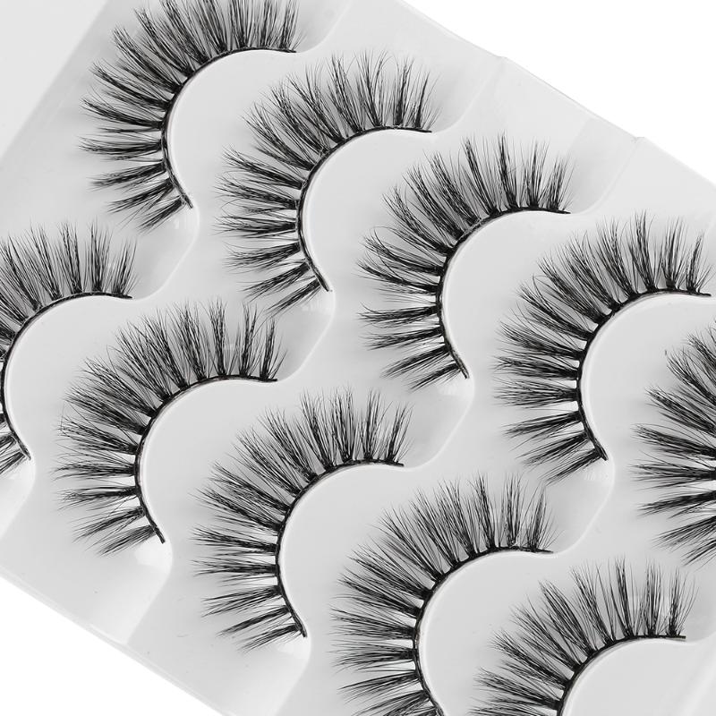 

5 Pairs Fashion 3D Faux Mink Hair False Eyelashes Wispies Fluffies Drama Eyelashes Natural Handmade Cruelty-free Makeup Tools
