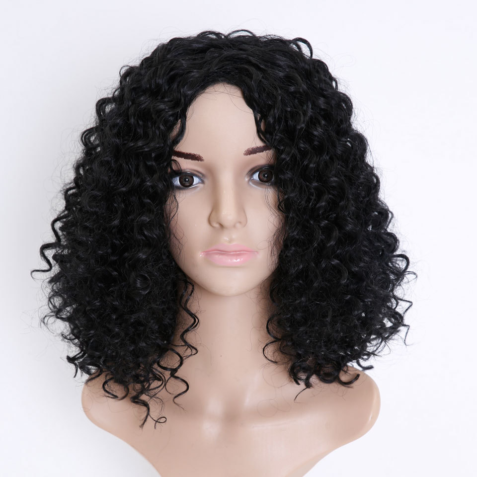 

Synthetic Hair Brown Short curly Wave Wigs For White/Black Women Heat Resistant Fiber Daily Full False Hair, Customize