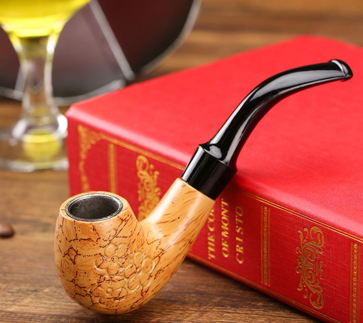

New yellow-coloured bakelite short pipe 142 mm long bending removable solid wood smoking fittings in 2019