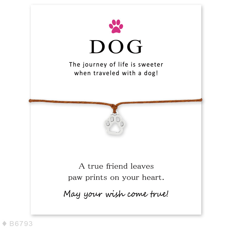 

Dog Paw Handmade Rope Charm Bracelets for Women Men Statement Best Wish Jewelry Gift Free Shipping