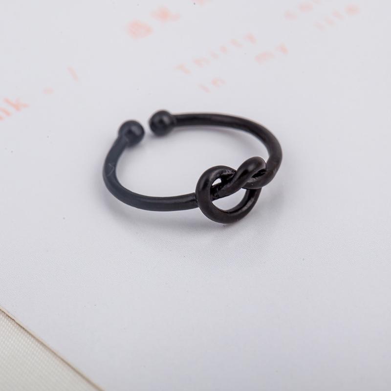 

Cluster Rings Wedding Heart Silver Gold Color Engagement Black Stainless Steel Knot Open Ring Fashion Bijoux For Women Jewelry 416
