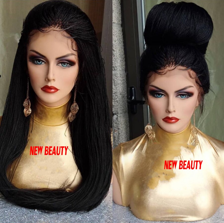 

black braiding wigs micro braided synthetic lace front wigs with baby hair for black women