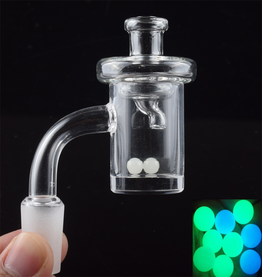 

5mm Clear Bottom Quartz Banger With Glass UFO Carb Cap Terp Pearl 10mm 14mm 18mm Flat Top Quartz Banger Nails For Dab Rigs