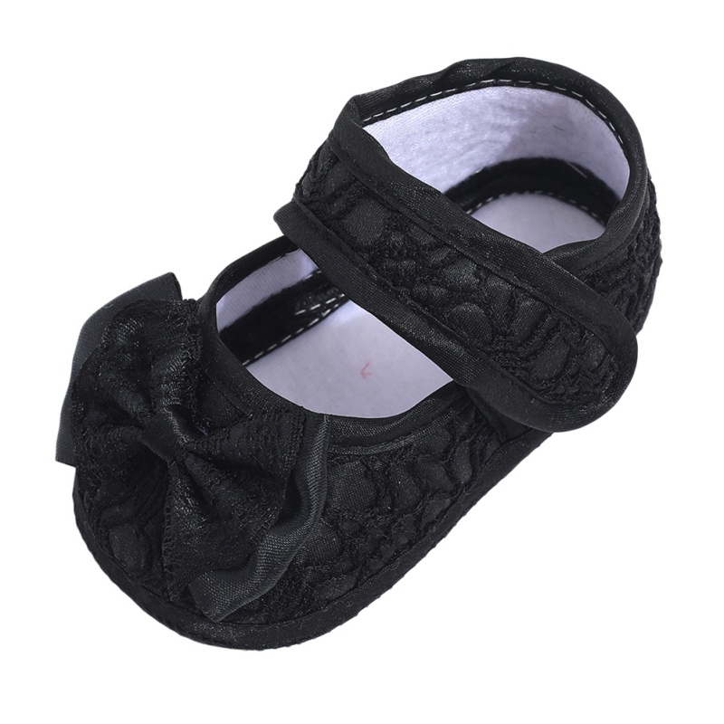 

Toddler Infant Shoes First Walker New Autumn Baby Girl Bowknot Shallow Princess Shoes Lace Cloth, Black