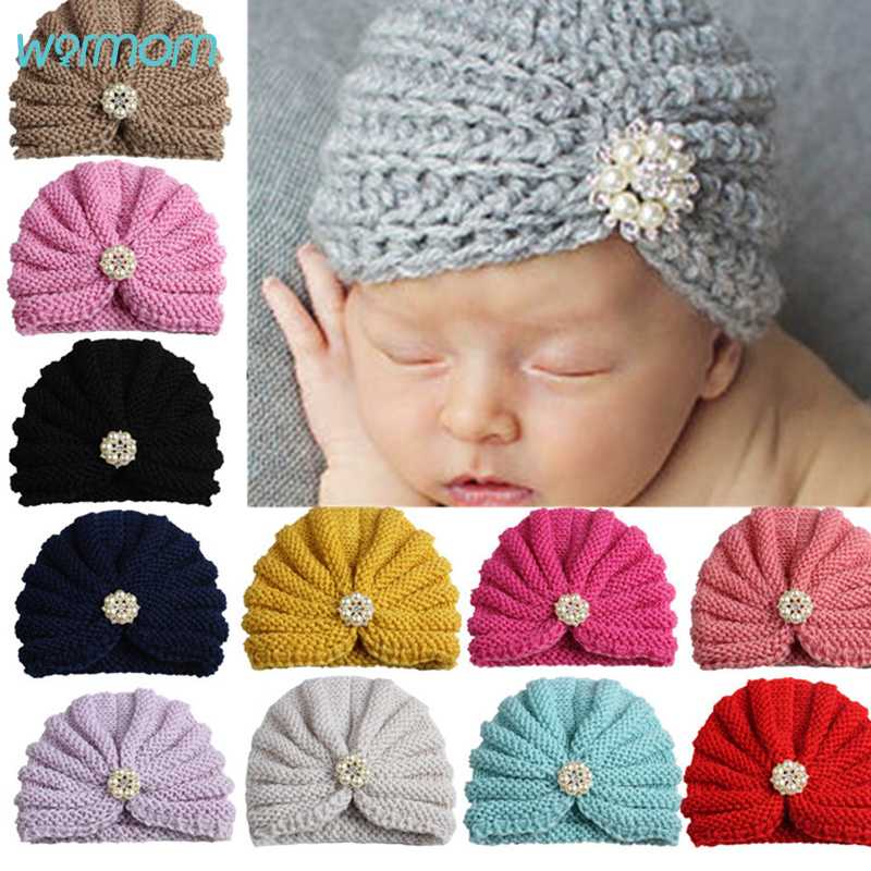 

Warmom Knitted Winter Baby Hats Candy Color Bonnet Infant Kids Beanies Turban Hats Newborn Baby Cap For Accessories Gift