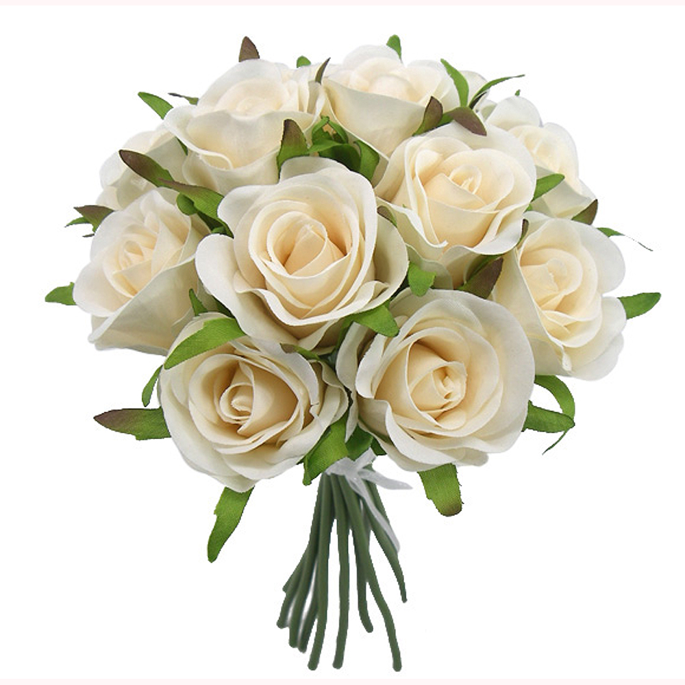 

25cm Soft Rose Bouquet, Artificial Flower Bouquet, 12 Flowers with High Quality for Home & Wedding Decoration, As pic
