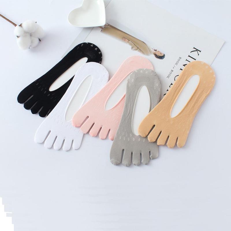 

Women Summer Five-finger Socks Female Ultrathin Sock Funny Toe Invisible Silicone Anti-skid Breathable Anti-friction Boat Socks, Black