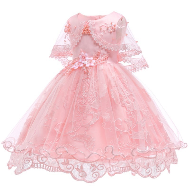 

Flower Girl Dresses For Party Wedding Baby Girls 1st Years Birthday Outfit Cotton Linging Children Girls First Communion Dresses Y19050801, Red;yellow