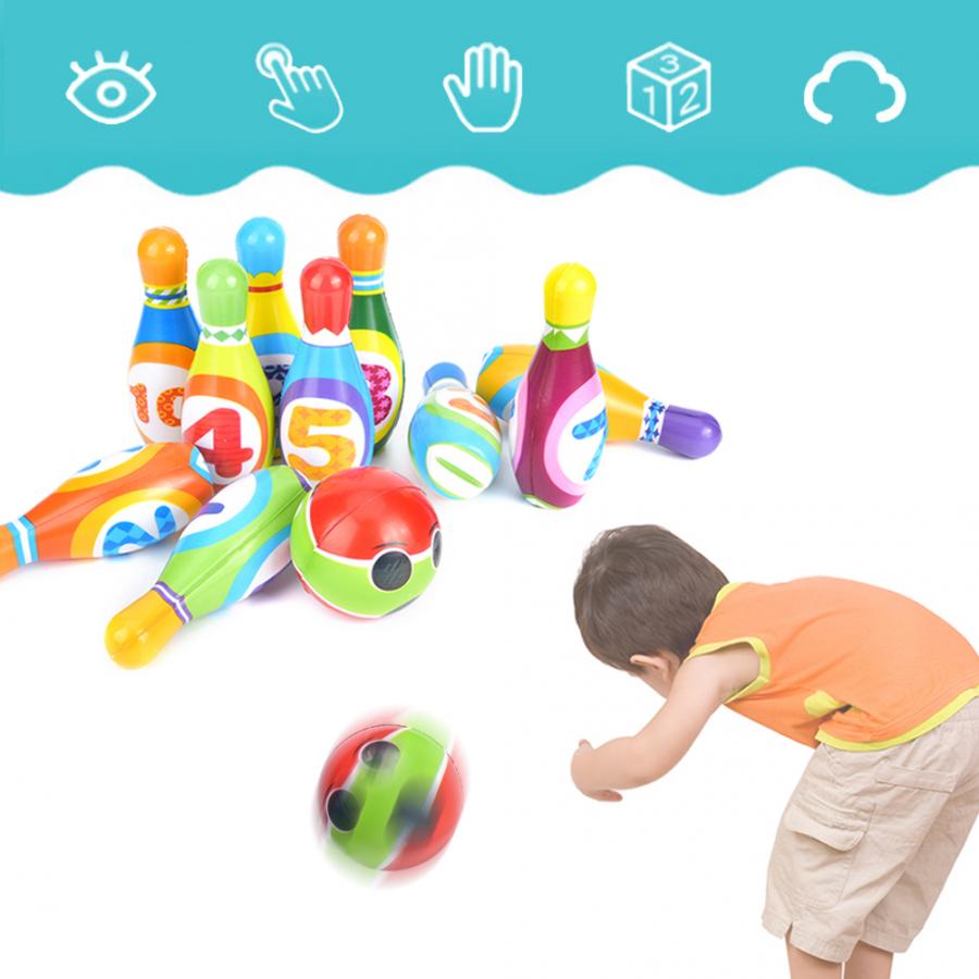 

10 Pins 2 Balls Bowling Toy Play Sets Indoor Outdoor Sports Family Child Bowling Games Bowling for 3~10 years old Children Kids#iii