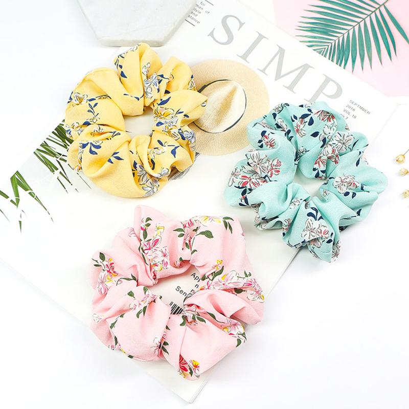 

2020 New Print Hair Ties For Women Elegant Elastic Hair Bands Girls Ponytail Holder Scrunchie Headband Accessories