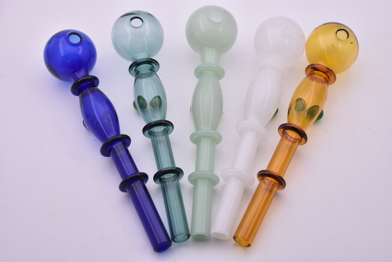 

5.5inch colorful Pyrex Glass Oil Burner Pipes Colorful Glass Smoking Pipes New Arrivals Smoking oil tube pipe with balanced