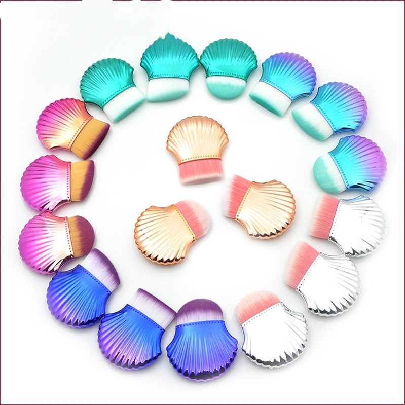 

Single small shell foundation brush flat head round head skew head face brush powder brush makeup tool.