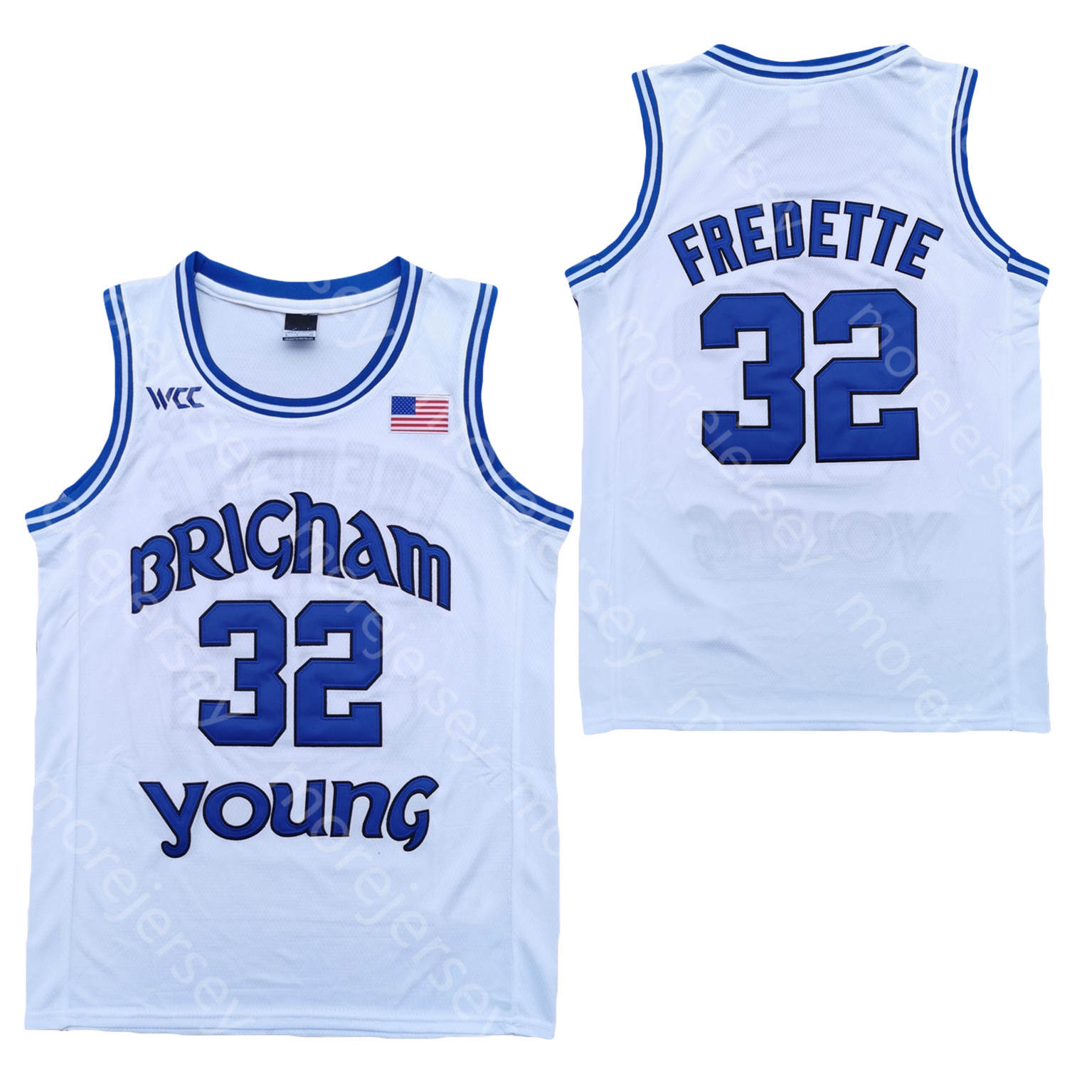 

2020 New BYU Cougars Stats Basketball Jersey NCAA College 32 Fredette White All Stitched and Embroidery Men Youth Size, As pic