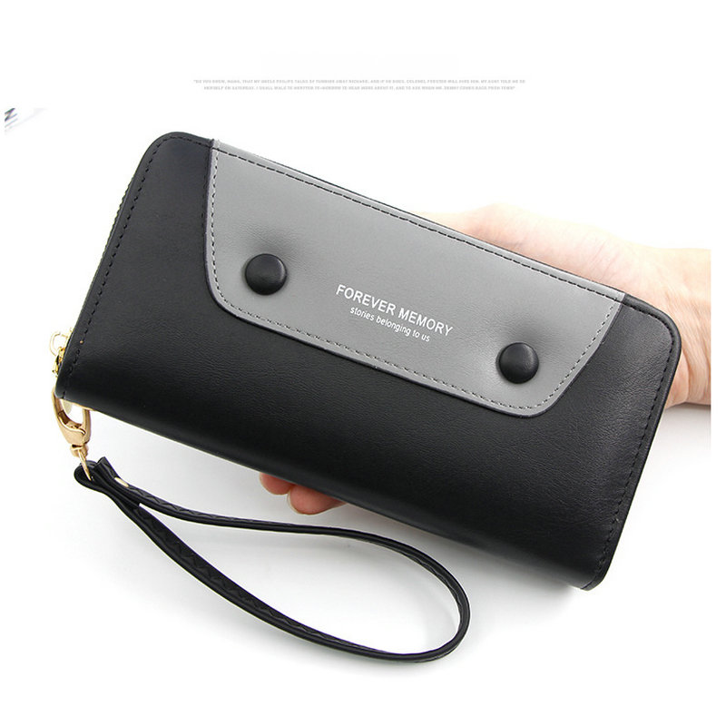 

2019 New Fashion Ladies Long Wallet PU Leather Zipper Wallet Women Clutch Female Cards ID Holder Coin Card Purse, Black
