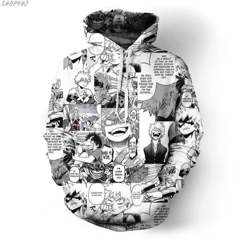street unisex schwarz weiß pullovers verärgerte collage tops hooides kampf  held anime hoodie lustig cool hip hop