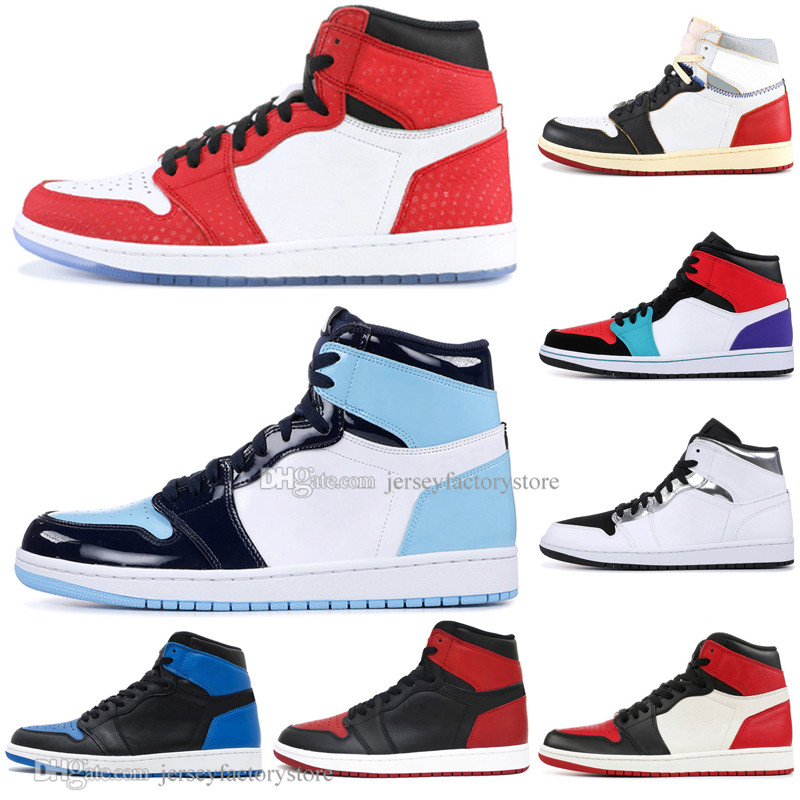 

With Box 1 High OG Banned Bred Toe Black Spider-Man UNC 1s top 3 Mens Basketball Shoes Homage To Home Royal Blue Men Sport women Sneakers, #10