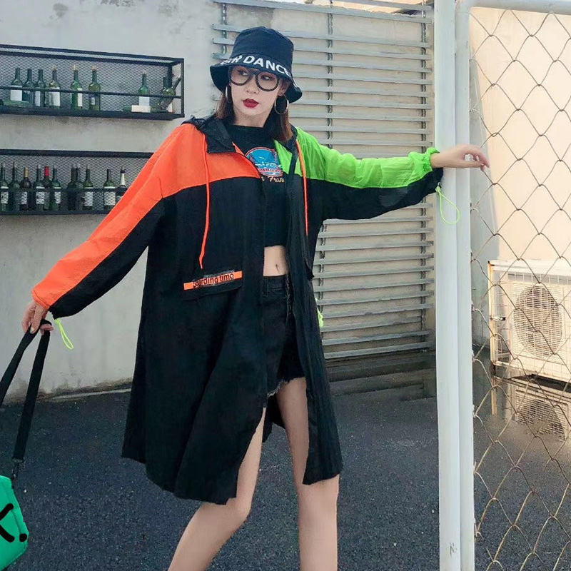 

2020 new hooded sun proof windbreaker women's westernized British style large loose coat women's Hong Kong style retro trend, Black