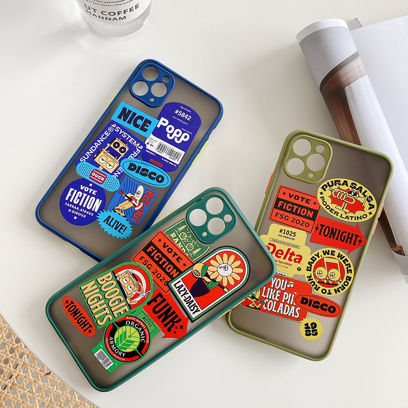 

Luxury Designer For iPhone 11 Pro Max Phone Case Fashion Cartoon Label Acrylic Cases For iPhone X XR XS Max 7 8 Plus Cover Coque