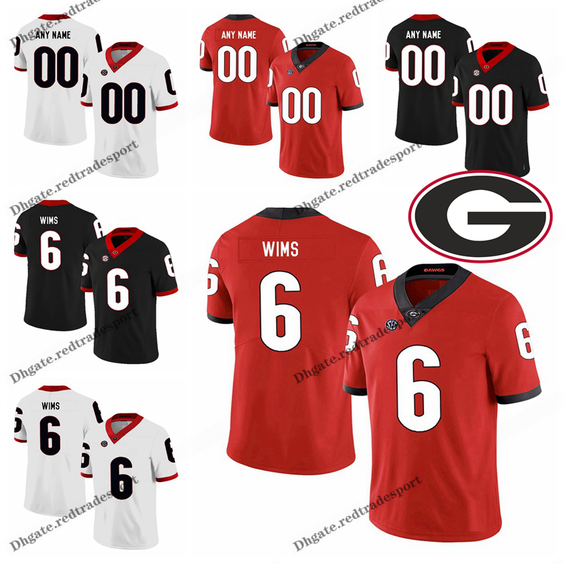 

Customize 2019 Georgia Bulldogs Javon Wims College Football Jerseys Black Red #6 Javon Wims Stitched Football Shirts S, White