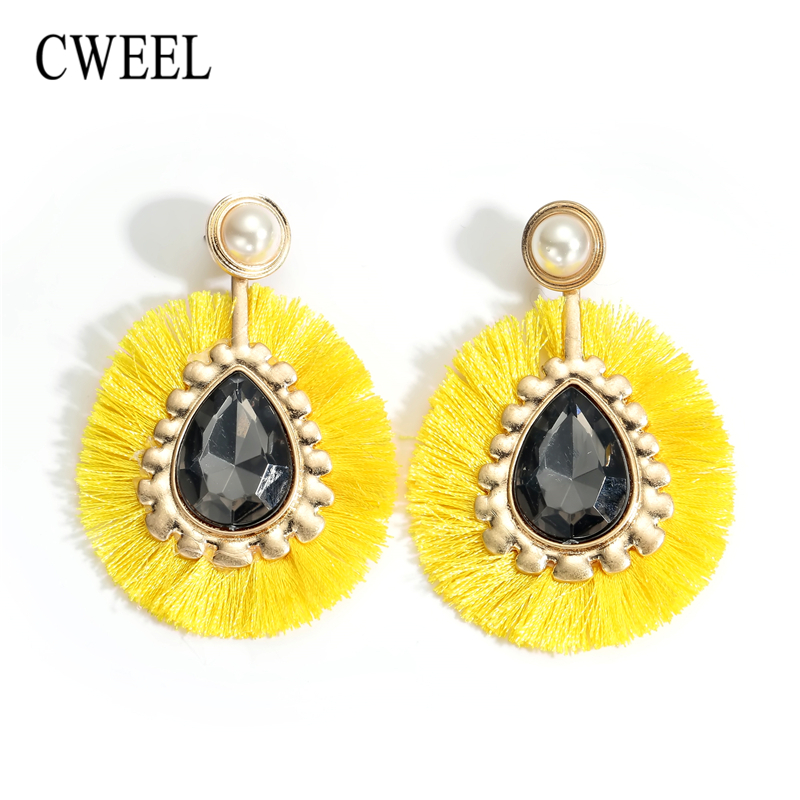 

CWEEL Long Tassel Earrings for Women Brincos Earings Fashion Jewelry Boho Bohemian Vintage Statement Flower Drop Earrings