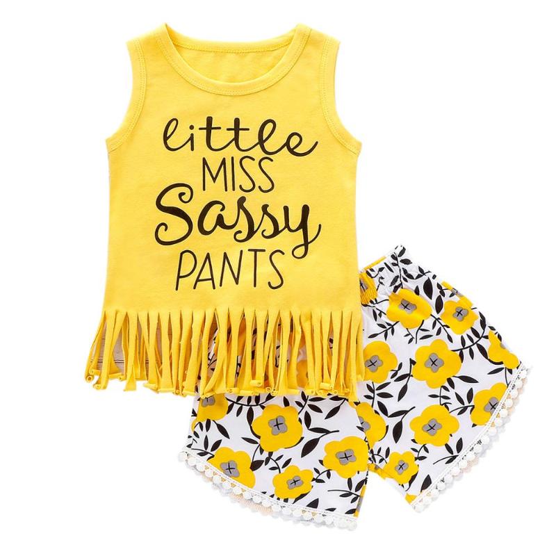 

Children's clothing set 2020 new baby girls summer cotton clothes sets kids casual personality suits t shirt and shorts, Gold