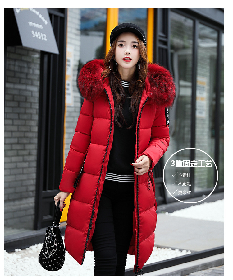 

Hebaoli large-collar with cap large-long slim thickened cotton down jacket coat winter western women, Black