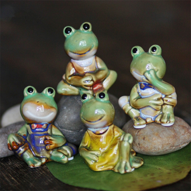 Acheter Grenouille Drôle Figurines Salon Maison Collection Mignonne Céramique Décor Artisanat Ornement Chambre Belle Cadeau De Mariage Table