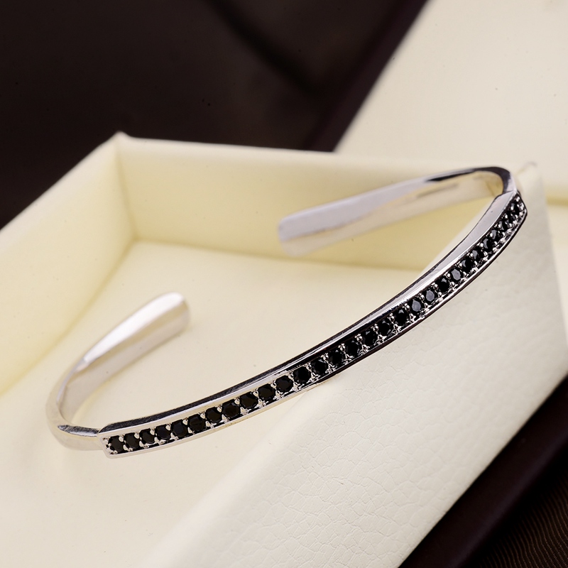 

Classic Women Silver Color Copper Bracelet Femme Pulseiras Fashion Cuff Bangles Men Rose Gold Jewelry