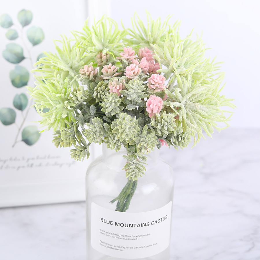

6pcs Mini Artificial Succulent Plant DIY Handmade Faux Flowers Christmas Decoration Grass Scrapbooking Fake Flowers Wreath Cheap, Pink