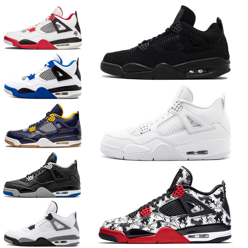 

2019 Tattoo Singles Day 4 4s Mens women Basketball Shoes Raptors White Cement Alternate Motorsport bred Pale Sneakers Sports Shoes 7-13, Fear pack