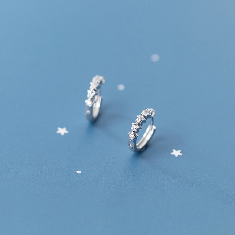 

Stud 925 Sterling Silver Minimalist Micro Inlay Cubic Zirconia Round Earrings For Women Lady Girls Jewelry