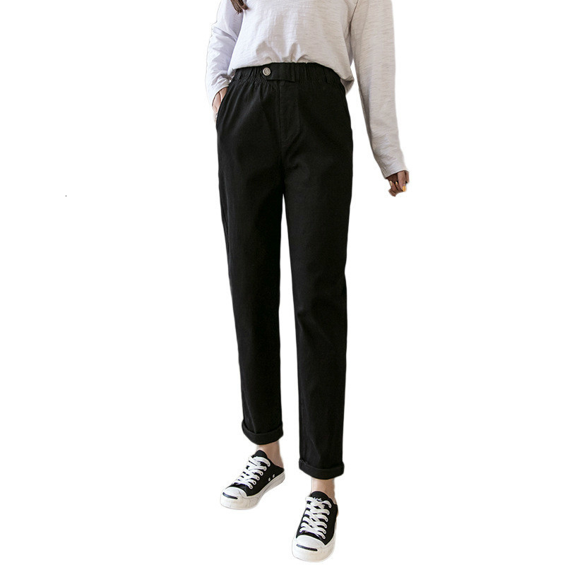 

Spring Women Autumn Casual Solid Color High Waist Long Pants Casual Slim Harem Pants Female Trousers Pantalon Femme, Black
