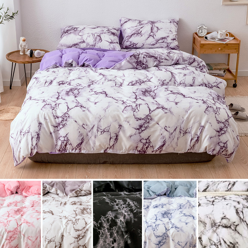 

Marble Pattern Bedding Sets Duvet Cover SetSingle Queen King Size Comforter Sets Bed Quilt Cover Flat Sheet Pillowcases, Pink
